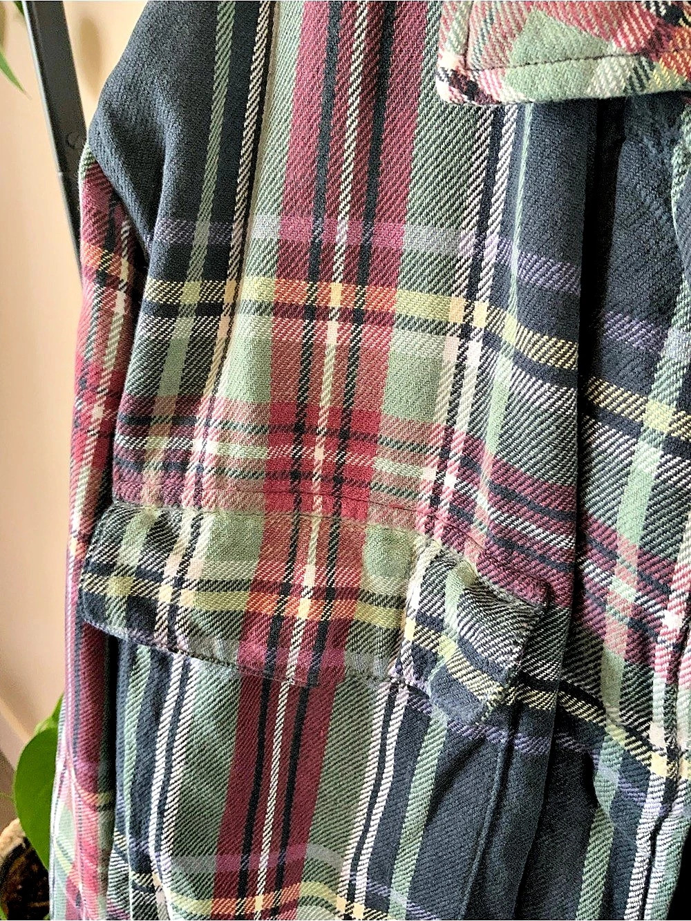 Topshop Plaid Shirt Jacket in Green & Red Size Medium